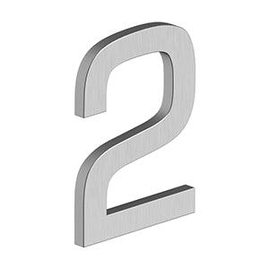 Deltana 4" Modern E Series House Number with Risers, Stainless Steel, No. 2 in Brushed Stainless Steel finish