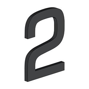 Deltana 4" Modern E Series House Number with Risers, Stainless Steel, No. 2 in Paint Black finish