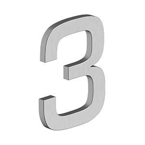 Deltana 4" Modern E Series House Number with Risers, Stainless Steel, No. 3 in Brushed Stainless Steel finish
