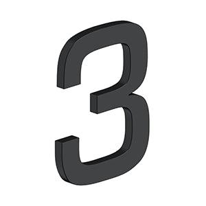 Deltana 4" Modern E Series House Number with Risers, Stainless Steel, No. 3 in Paint Black finish