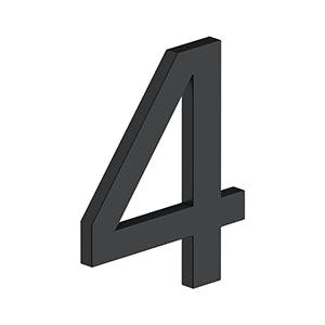 Deltana 4" Modern E Series House Number with Risers, Stainless Steel, No. 4 in Paint Black finish