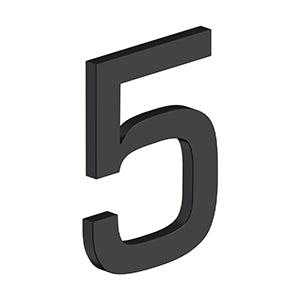 Deltana 4" Modern E Series House Number with Risers, Stainless Steel, No. 5 in Paint Black finish