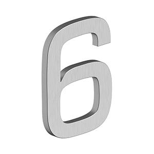 Deltana 4" Modern E Series House Number with Risers, Stainless Steel, No. 6 in Brushed Stainless Steel finish