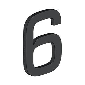 Deltana 4" Modern E Series House Number with Risers, Stainless Steel, No. 6 in Paint Black finish