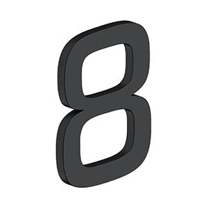 Deltana 4" Modern E Series House Number with Risers, Stainless Steel, No. 8 in Paint Black finish