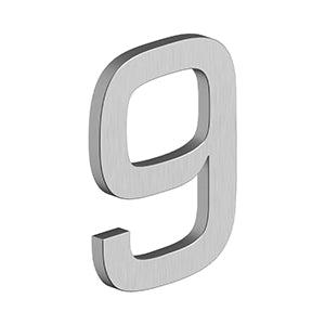 Deltana 4" Modern E Series House Number with Risers, Stainless Steel, No. 9 in Brushed Stainless Steel finish