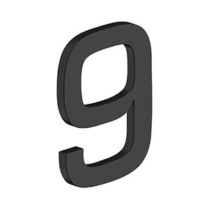 Deltana 4" Modern E Series House Number with Risers, Stainless Steel, No. 9 in Paint Black finish