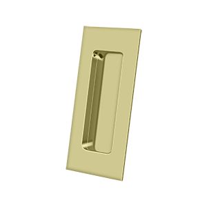 Deltana 4" Rectangular Flush Pull in Unlacquered Brass finish