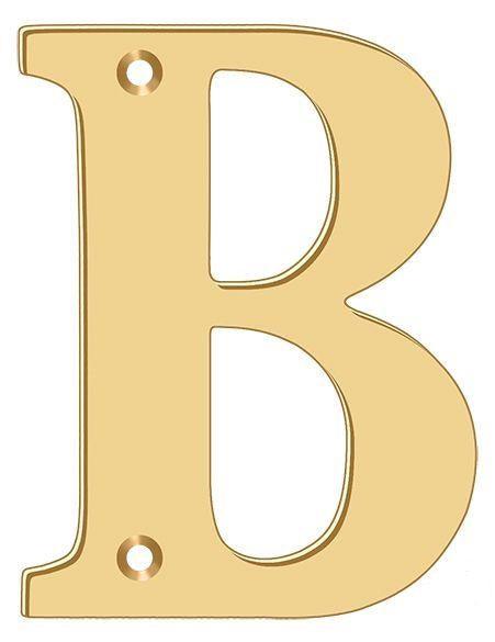 Deltana 4" Residential Letter B in PVD Polished Brass finish