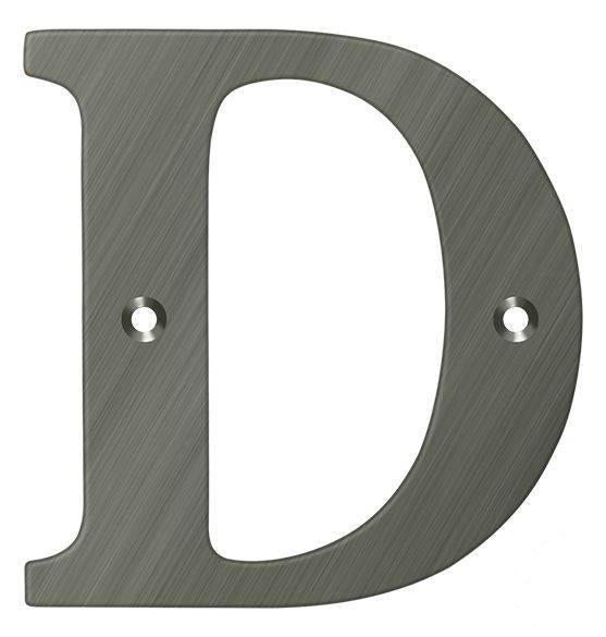 Deltana 4" Residential Letter D in Antique Nickel finish