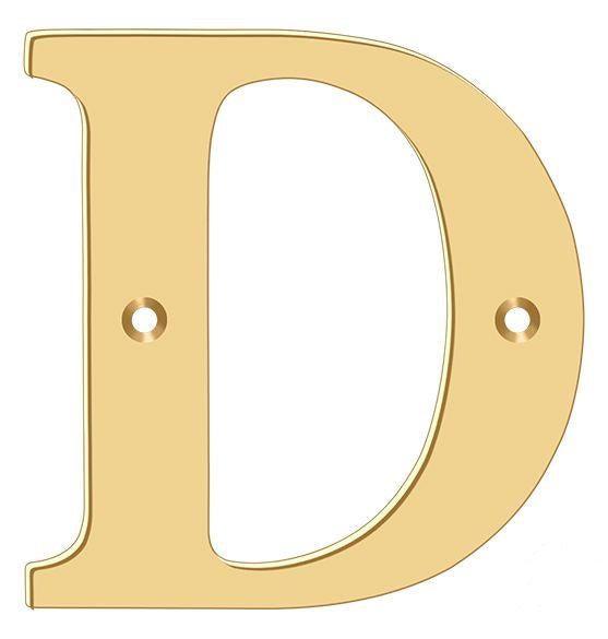 Deltana 4" Residential Letter D in PVD Polished Brass finish