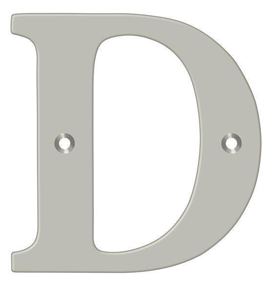 Deltana 4" Residential Letter D in Satin Nickel finish