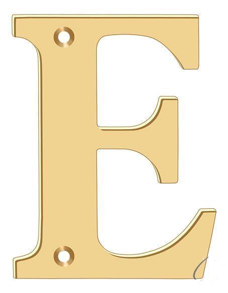Deltana 4" Residential Letter E in PVD Polished Brass finish