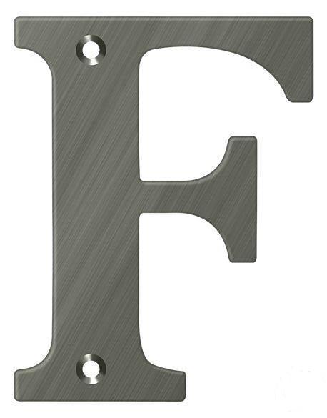 Deltana 4" Residential Letter F in Antique Nickel finish