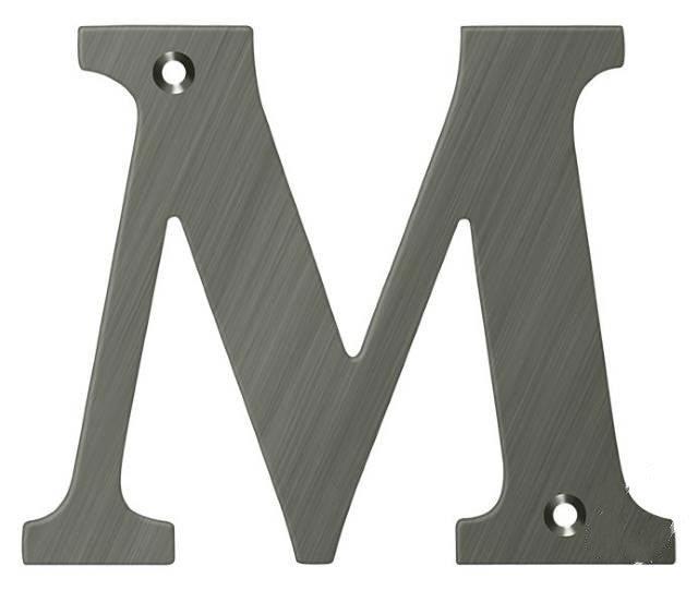 Deltana 4" Residential Letter M in Antique Nickel finish