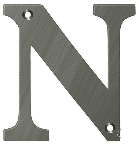 Deltana 4" Residential Letter N in Antique Nickel finish