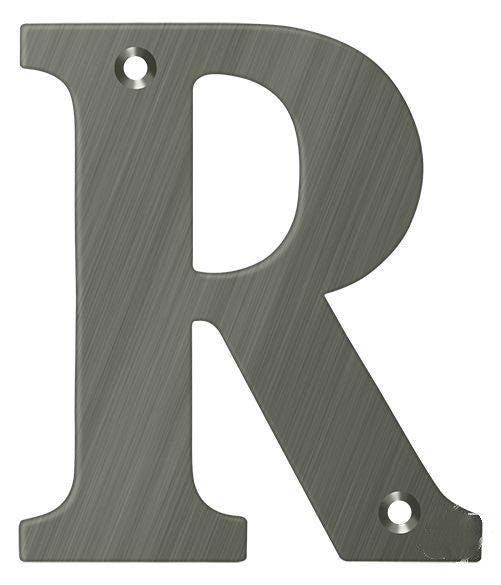 Deltana 4" Residential Letter R in Antique Nickel finish