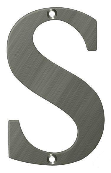 Deltana 4" Residential Letter S in Antique Nickel finish
