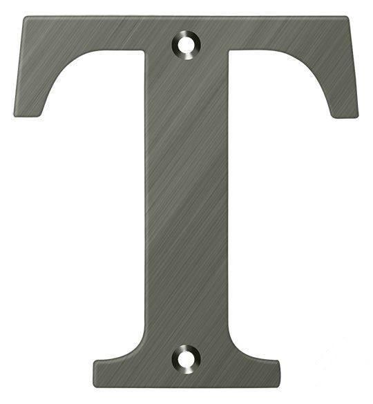 Deltana 4" Residential Letter T in Antique Nickel finish
