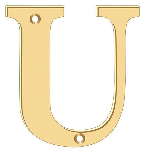 Deltana 4" Residential Letter U in PVD Polished Brass finish