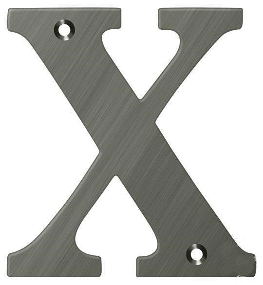 Deltana 4" Residential Letter X in Antique Nickel finish