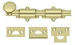 Deltana 6" Heavy Duty Surface Bolt in Unlacquered Brass finish