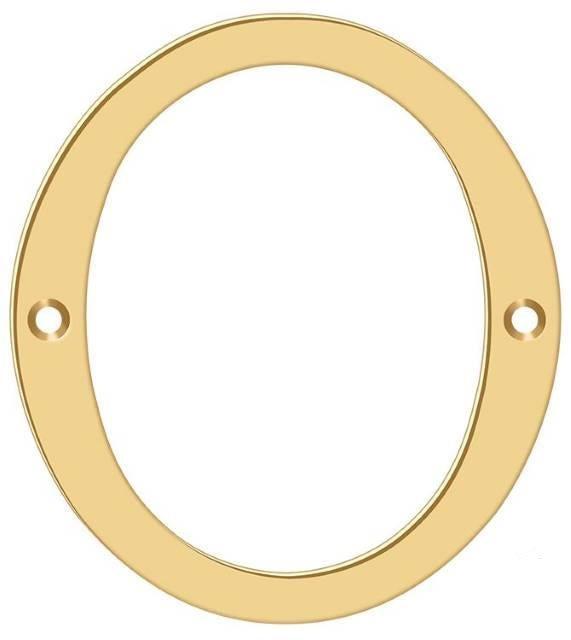 Deltana 6" House Number, Solid Brass, No. 0 in PVD Polished Brass finish