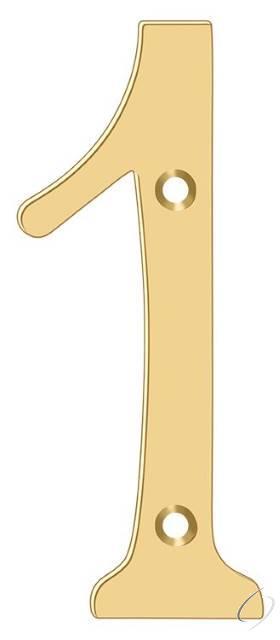 Deltana 6" House Number, Solid Brass, No. 1 in PVD Polished Brass finish