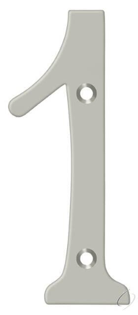 Deltana 6" House Number, Solid Brass, No. 1 in Satin Nickel finish