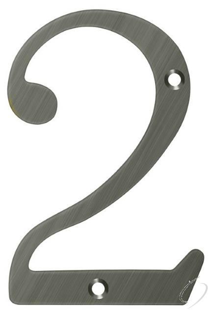 Deltana 6" House Number, Solid Brass, No. 2 in Antique Nickel finish
