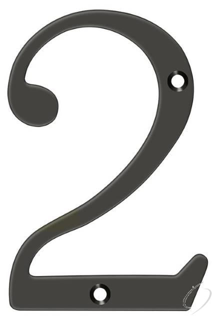 Deltana 6" House Number, Solid Brass, No. 2 in Oil Rubbed Bronze finish