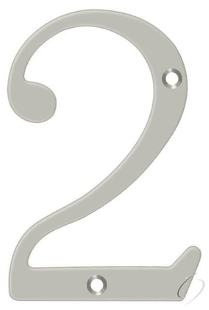 Deltana 6" House Number, Solid Brass, No. 2 in Satin Nickel finish