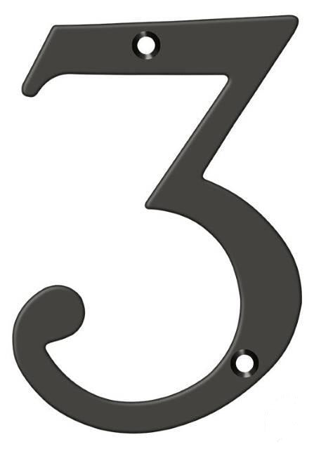 Deltana 6" House Number, Solid Brass, No. 3 in Oil Rubbed Bronze finish