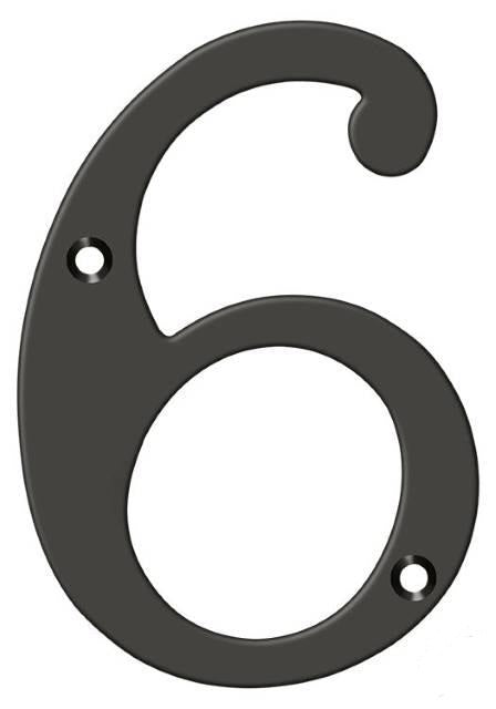 Deltana 6" House Number, Solid Brass, No. 6 in Oil Rubbed Bronze finish