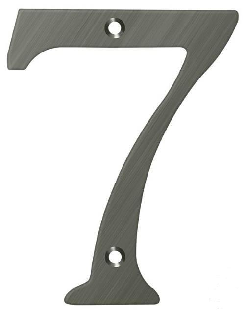 Deltana 6" House Number, Solid Brass, No. 7 in Antique Nickel finish