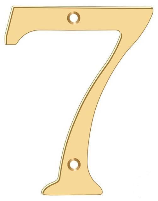 Deltana 6" House Number, Solid Brass, No. 7 in PVD Polished Brass finish