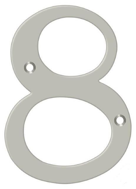 Deltana 6" House Number, Solid Brass, No. 8 in Satin Nickel finish