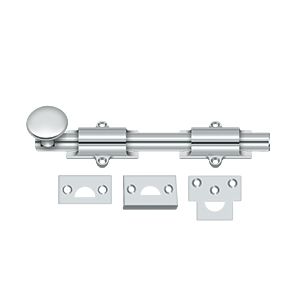 Deltana 8" Heavy Duty Surface Bolt in Polished Chrome finish