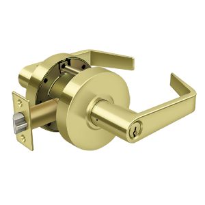 Deltana Commercial Classroom Standard Grade 2 Clarendon Lever with Cylinder in Polished Brass finish