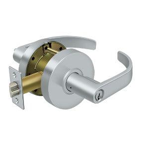 Deltana Commercial Entry Standard Grade2 Curved Lever with Cylinder in Polished Chrome finish