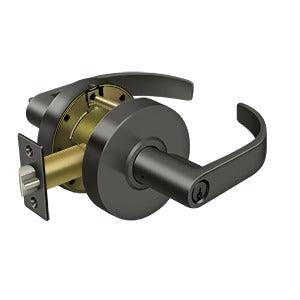 Deltana Commercial Storeroom Standard Grade Curved Lever with Cylinder in Oil Rubbed Bronze finish
