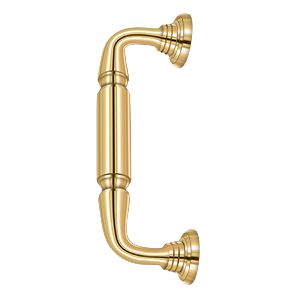 Deltana Door Pull with Rosette, 8" C-to-C in PVD Polished Brass finish