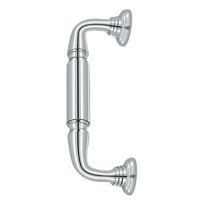 Deltana Door Pull with Rosette, 8" C-to-C in Polished Chrome finish