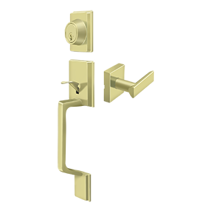 Deltana Entry Highgate Handleset with Zinc Livingston Lever in Polished Brass finish