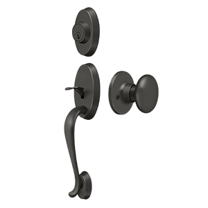Deltana Entry Riversdale Handleset with Flat Round Knob in Oil Rubbed Bronze finish