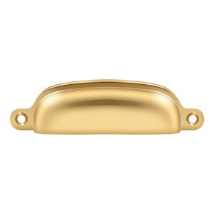 Deltana Exposed Shell Pull, 4" in PVD Polished Brass finish