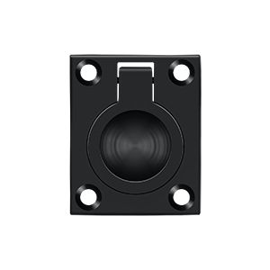 Deltana Flush Ring Pull, 1 3/4" x 1 3/8" in Flat Black finish