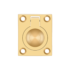 Deltana Flush Ring Pull, 1 3/4" x 1 3/8" in PVD Polished Brass finish