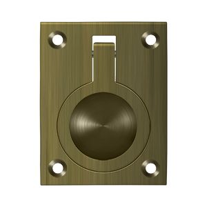 Deltana Flush Ring Pull, 2 1/2" x 1 7/8" in Antique Brass finish