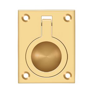 Deltana Flush Ring Pull, 2 1/2" x 1 7/8" in PVD Polished Brass finish